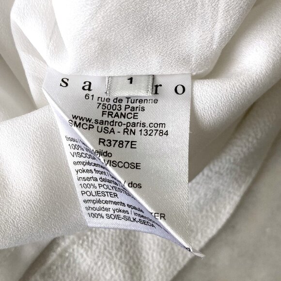 Sandro Paris White dress with black neckline sleeveless dress (size 1) silk yoke - Picture 4 of 8